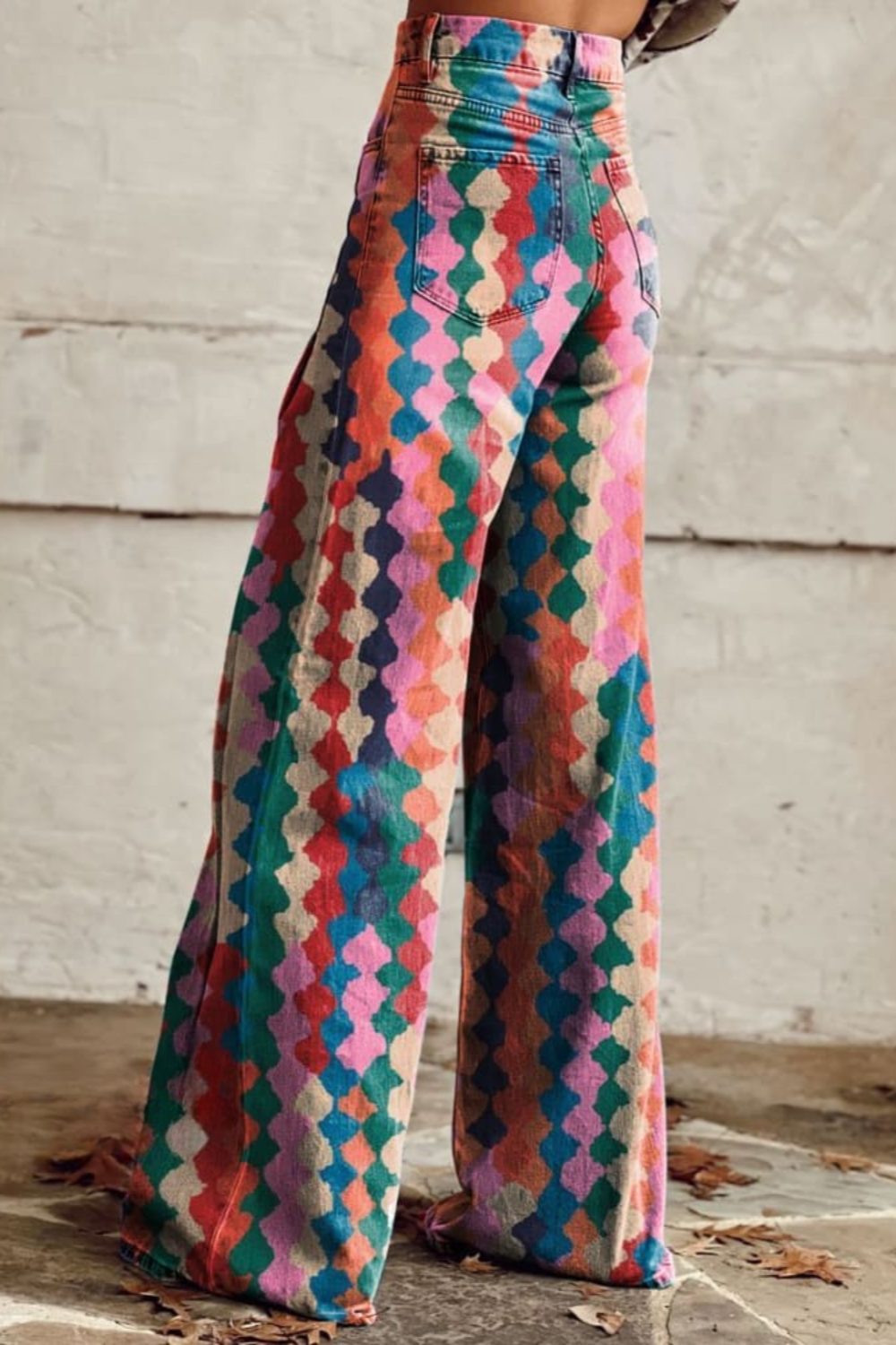 Lina | Pantaloni Boho Retro cu Picior Larg
