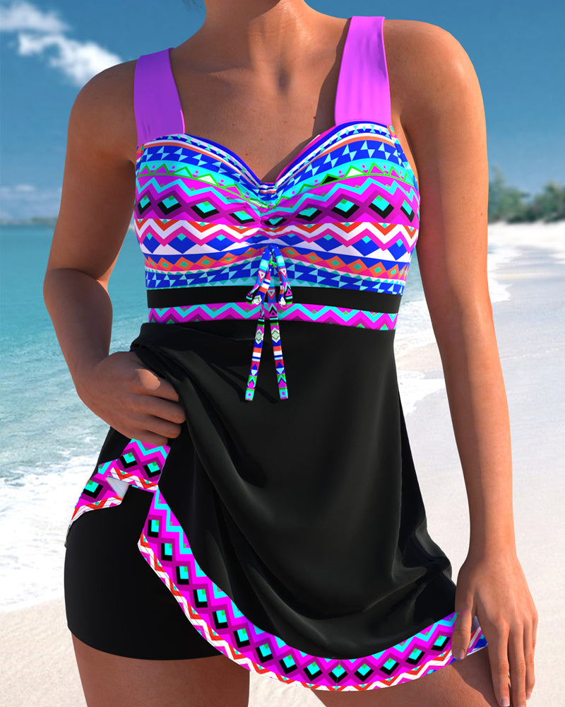 Eliza | Costum de baie cu închidere prin șnur și model în dungi