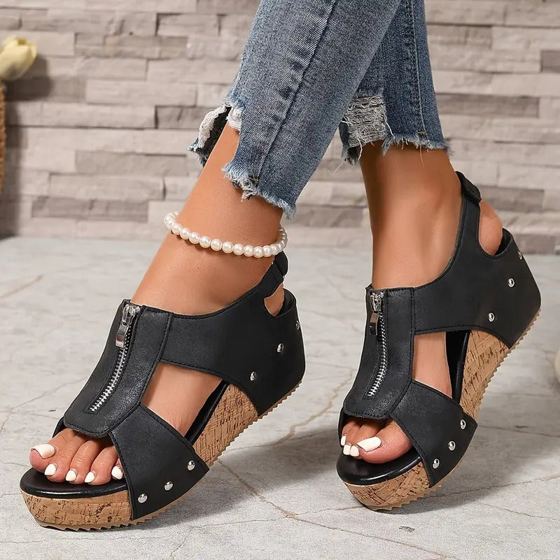 Elira | Sandale elegante cu toc și fermoar