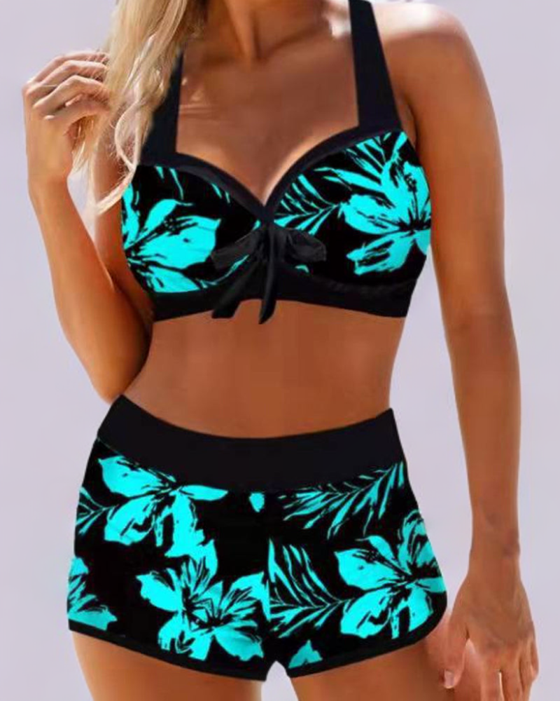 Anna | Costume de baie cu talie înaltă și model floral