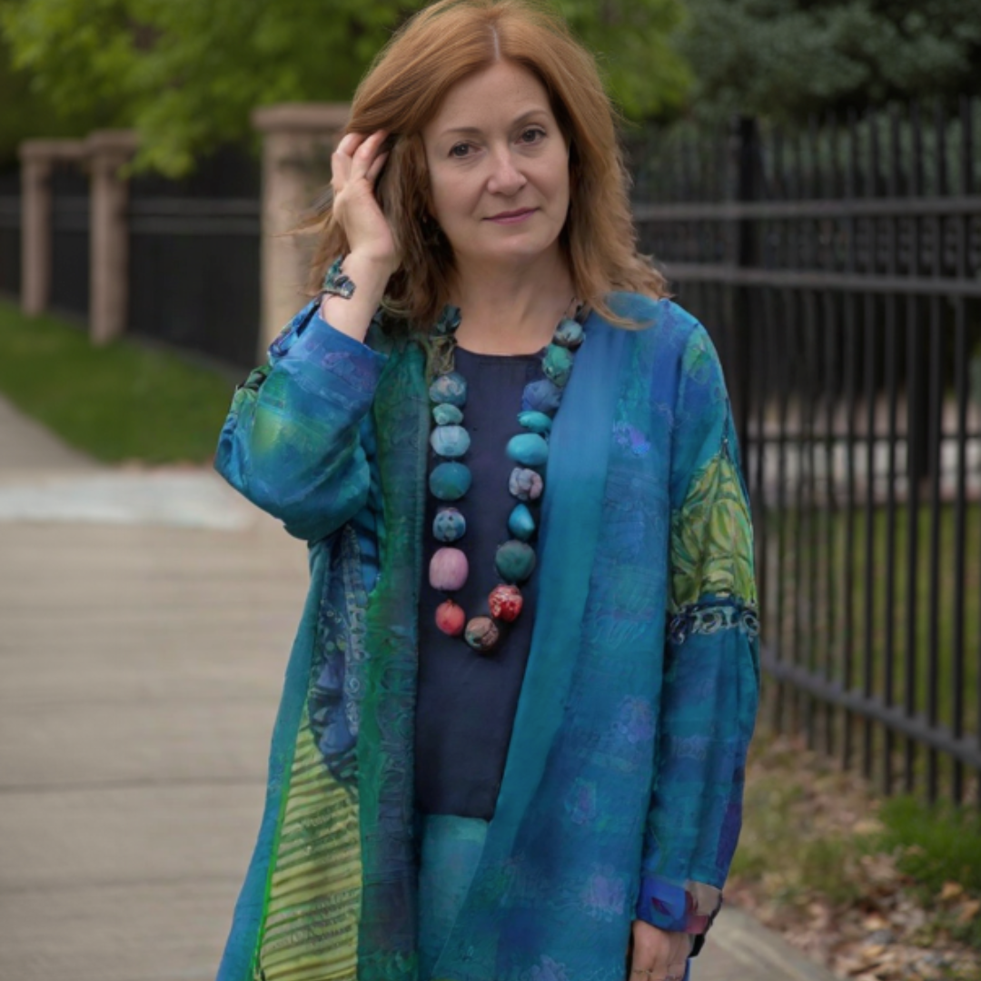 Millie | Cardigan Vintage din Bumbac-Lin cu Imprimare