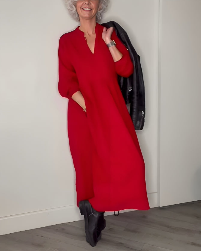 Alena | Rochie maxi elegantă cu decolteu în V