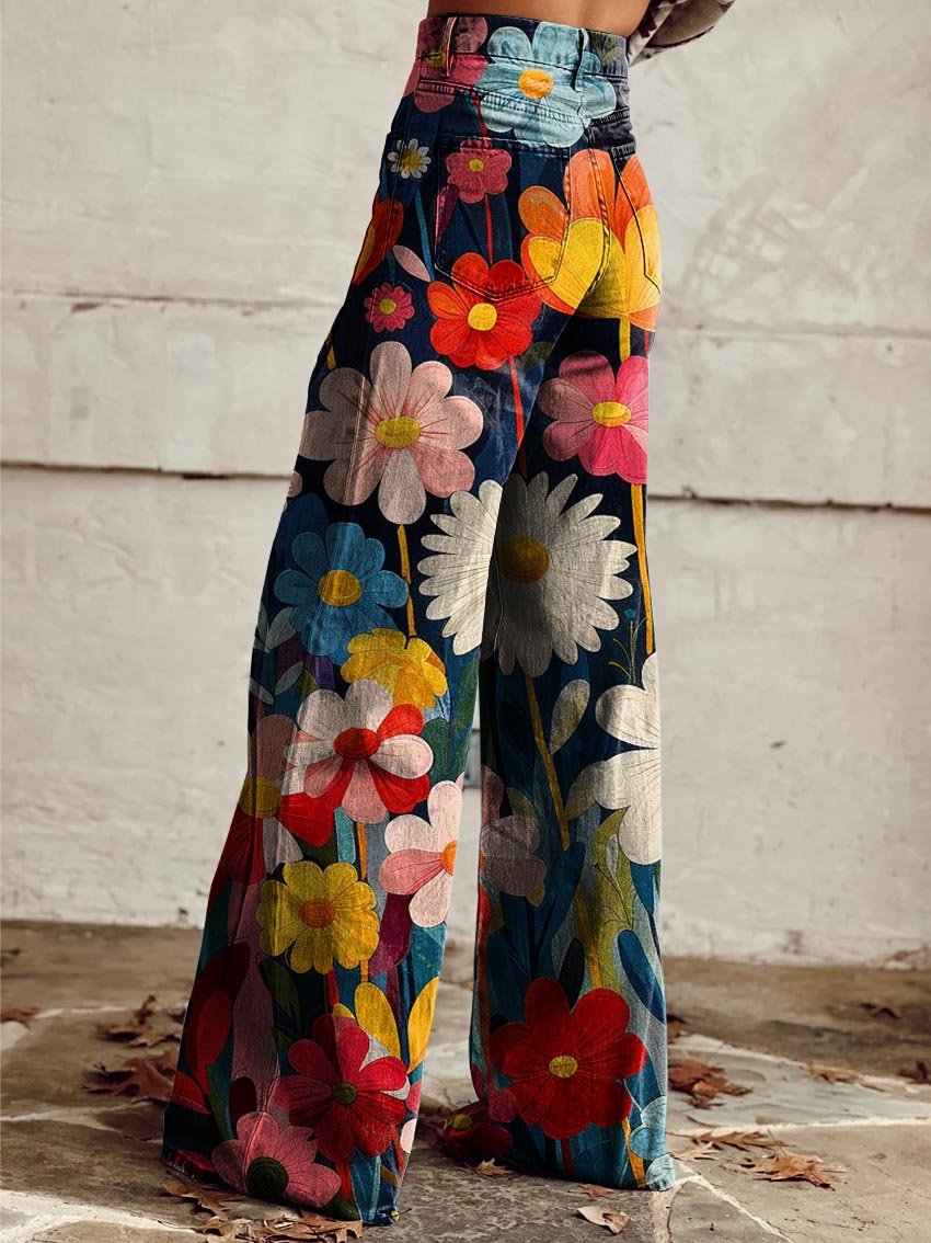 Tyra | Pantaloni largi confortabili cu imprimeu floral colorat