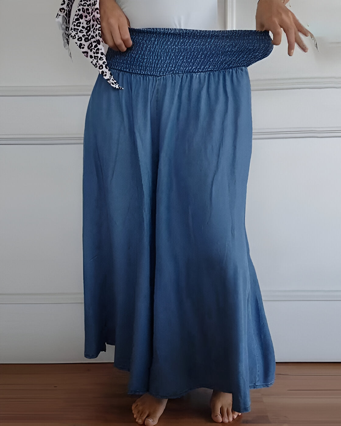 Pantaloni Wide-Leg Saab cu Talie Elastică