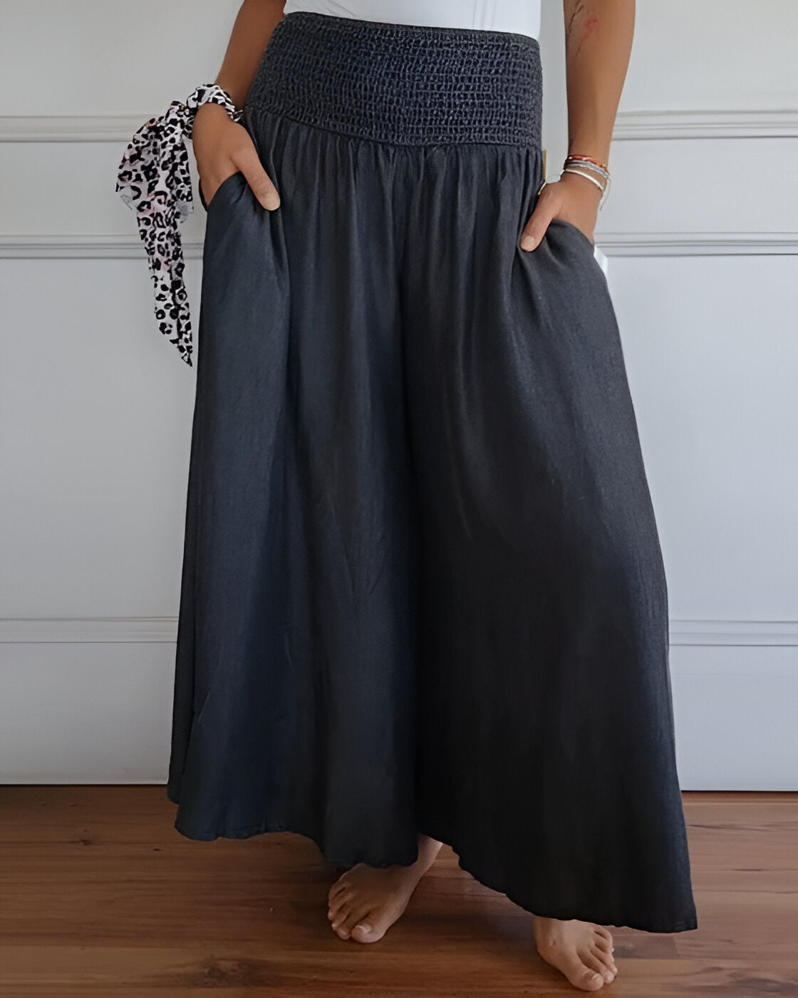 Pantaloni Wide-Leg Saab cu Talie Elastică